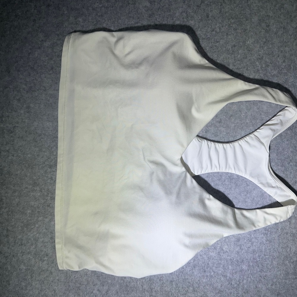 Cream Racerback V-Neck Athletic Crop Top with Removable Padding Large